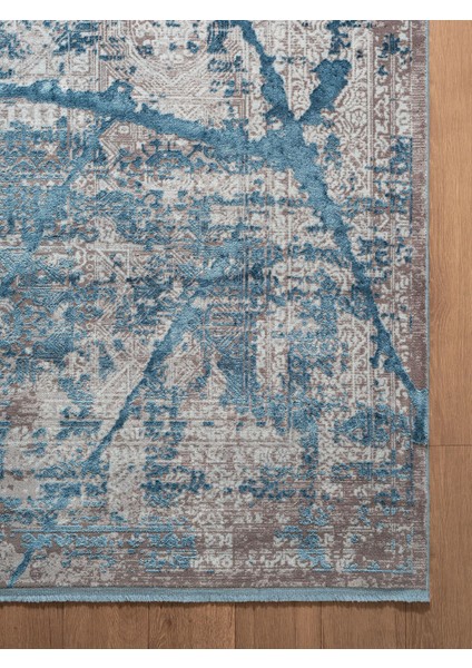 Art AT001M Mavi Halı Modern Desen Triko Akrilik Viskon Boyama Yüksek Sıklık Ipek Serisi fırsatları