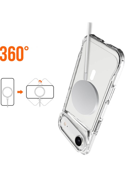 Apple iPhone 17 Air Uyumlu Kılıf M-Safe Şarj Özellikli T-Max M-Safe Kapak Şeffaf