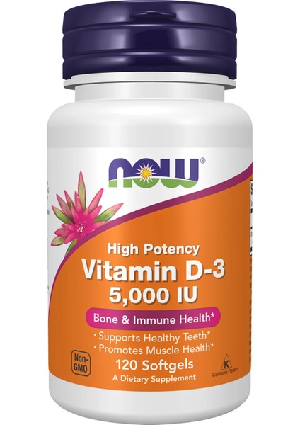 Vitamin D-3 5,000 Iu 120 Vegan Softgels Cholecalciferol From Lanolin D3