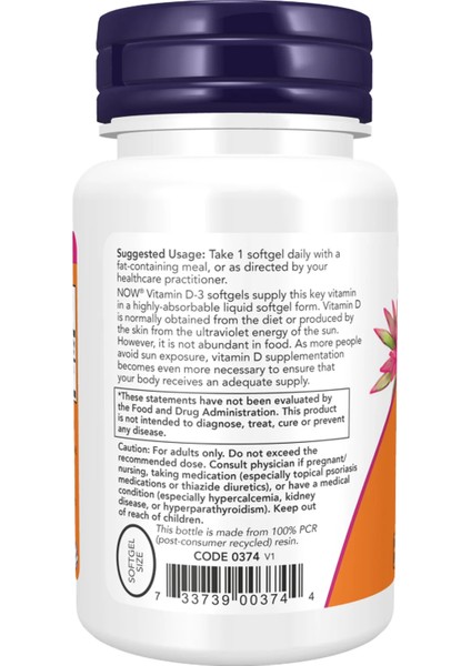 Vitamin D-3 5,000 Iu 120 Vegan Softgels Cholecalciferol From Lanolin D3 indirimleri