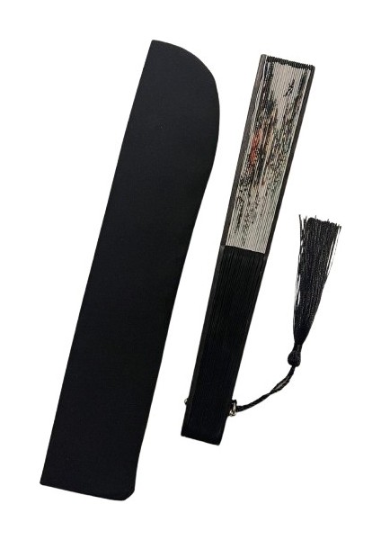 - Yelpaze Siyah Özel Hediye Kesesi Ile Bambu Şık Japon Lüks Özel Tasarım