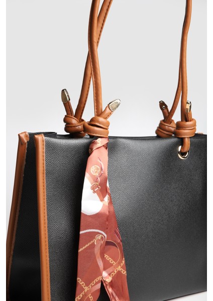 Lagraccio Paris Kadın Simon Fularlı Büyük Boy Omuz Çantası Siyah Taba fiyatları