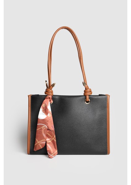 Lagraccio Paris Kadın Simon Fularlı Büyük Boy Omuz Çantası Siyah Taba modelleri