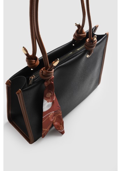 Lagraccio Paris Kadın Simon Fularlı Büyük Boy Omuz Çantası Siyah Taba fırsatları