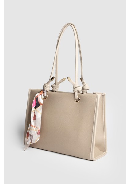 Lagraccio Paris Kadın Simon Fularlı Büyük Boy Omuz Çantası Vizon