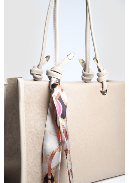 Lagraccio Paris Kadın Simon Fularlı Büyük Boy Omuz Çantası Vizon modelleri