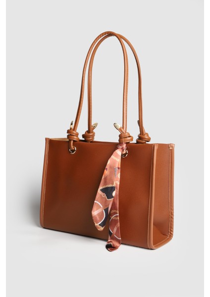 Lagraccio Paris Kadın Simon Fularlı Büyük Boy Omuz Çantası Taba