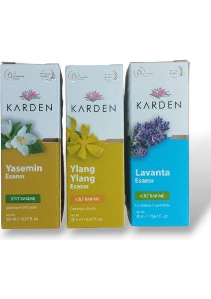Esans 3'lü Set (Lavanta Esansı + Ylang Ylang Esansı + Yasemin Esansı 20ML)