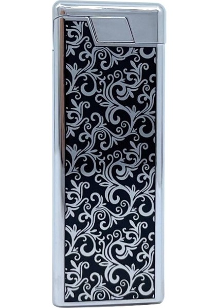 Metal Mum Alev Slim Çakmak Parlak Gri Model -1