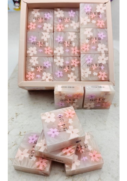 Kiraz Çiçekli Sakura Temalı Kare Minik Silgi Okul Öncesi Sevimli Hediyelik 1ADET modelleri