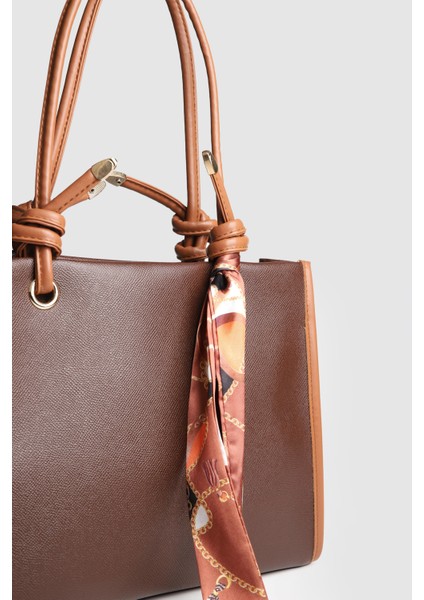 Lagraccio Paris Kadın Simon Fularlı Büyük Boy Omuz Çantası Kahve Taba modelleri