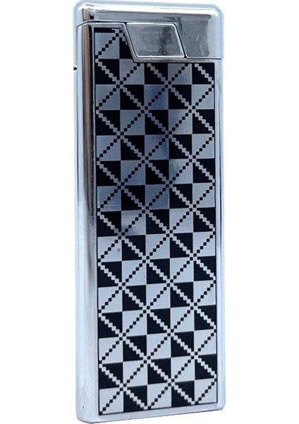 Metal Mum Alev Slim Çakmak Parlak Gri Model - 2