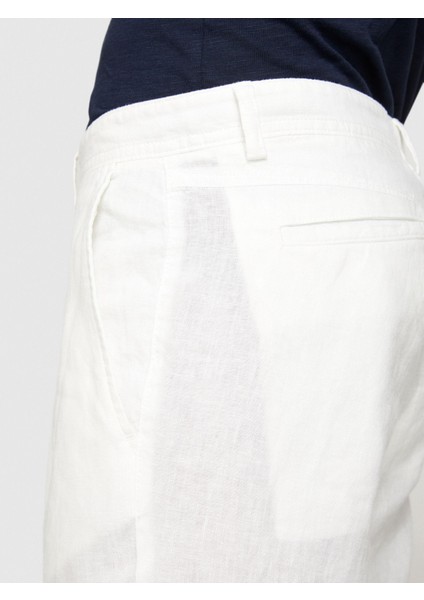 %100 Keten Slim Fit Bermuda Şort Erkek Kırık Beyaz Şort - 324P4AGHS9010 indirimleri