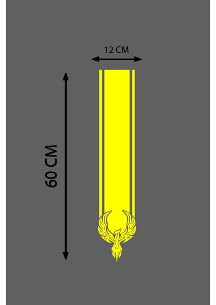Oto Kaput Şerit Özel Yeni Sticker Kartal Tasarımlı Sarı 12*60 cm