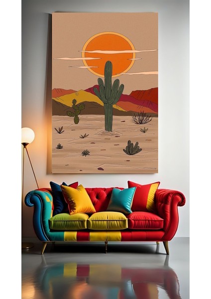 Çöldeki Kaktüs Ev Duvar Salon Güzellik Salonu Ofis Dükkan Dekarasyon Kanvas Tablo