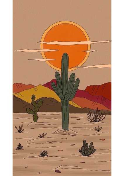 Çöldeki Kaktüs Ev Duvar Salon Güzellik Salonu Ofis Dükkan Dekarasyon Kanvas Tablo fiyatları