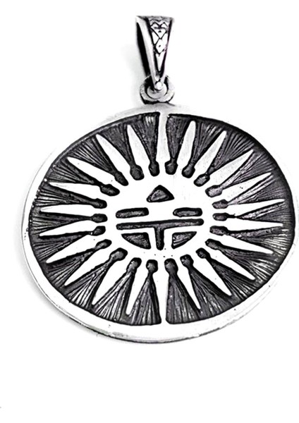 Modern Güneş Tasarımı Gümüş Kolye ucu