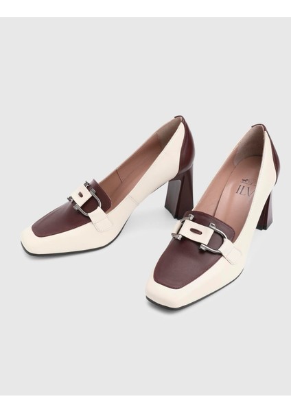 Kitini Hakiki Deri Krem Kadın Topuklu Ayakkabı fiyatları