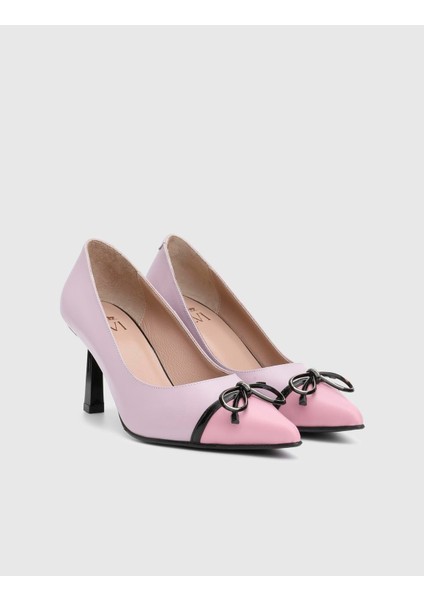 Feua Hakiki Deri Lila Kadın Topuklu Ayakkabı