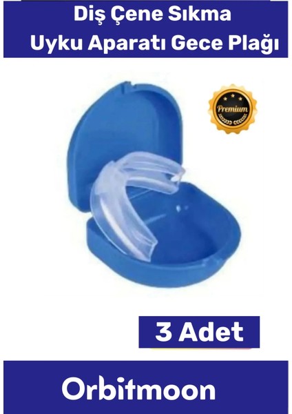 Premium Özel Seri Gece Plağı Çene Diş Sıkma Gıcırdatma Önleyici Koruyucu Diş Aparatı 3 Adet