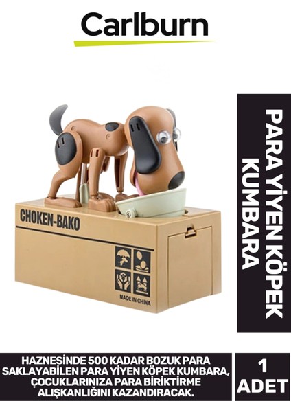 Özel Üretim Dekoratif 500 Demir Para Kapasiteli Pilli Para Yiyen Köpek Kumbara 16X15X8CM