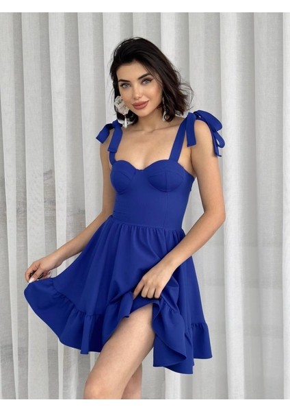 Ip Askılı Bağlamalı Atlas Elbise modelleri