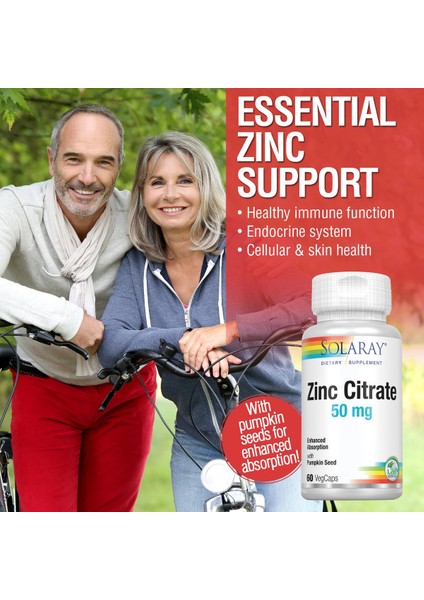 Zinc Citrate With Pumpkin Seed, 50 Mg Premium Çinko Sitrat 24 Hour Immune indirimleri