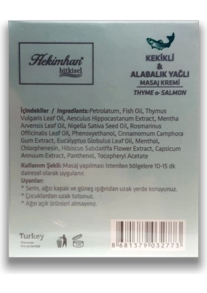 Kekikli & Alabalık Yağlı Masaj Kremi 210 gr fiyatları