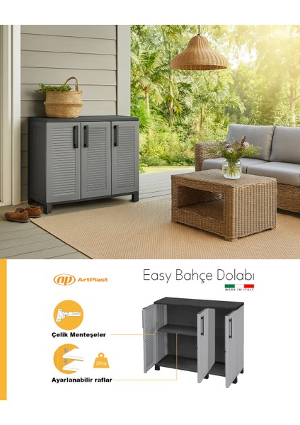 Üç Kapaklı Plastik Bahçe Dolabı 102X37X90CM
