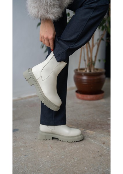 Veronica Ekru Hakiki Deri Bot indirimleri