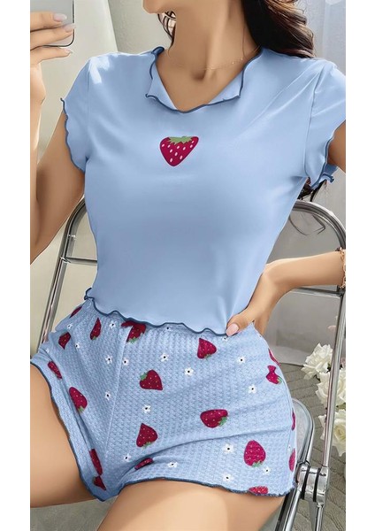 Arias Closet Çilek Desenli Mavi Seksi Pijama Takım fiyatları