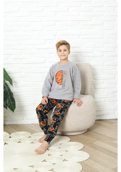 Yeni Stil Sonbahar/kış Erkek Çocuk Basketball Desenli Polar Pijama Takımı 4562 fırsatları