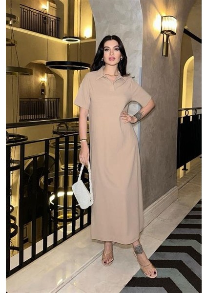 Manque Polo Yaka Yırtmaçlı Elbise 2689-8