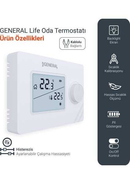 Mitra HT250 Kablolu Oda Termostatı modelleri