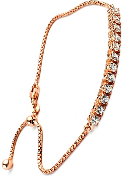 zirkon Taşlı 925ayar Gümüş Rose Tasarım Asansörlü Ayarlanabilir Bileklik fiyatları