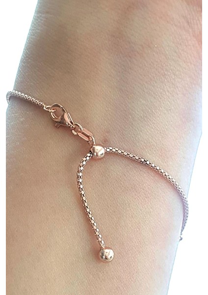 zirkon Taşlı 925ayar Gümüş Rose Tasarım Asansörlü Ayarlanabilir Bileklik modelleri