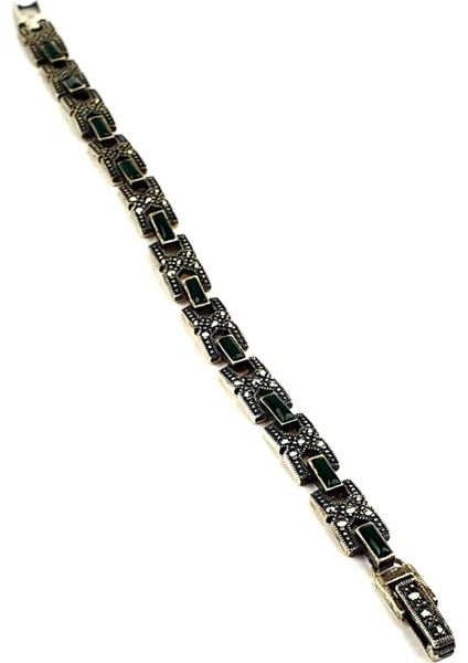 Yesil akik taşlı gümüş markazit bileklik fiyatları