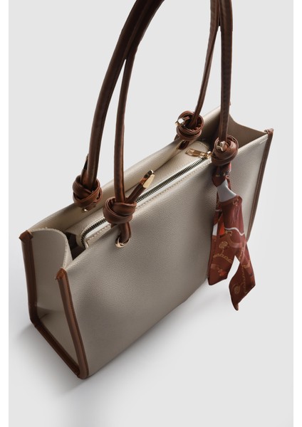 Lagraccio Paris Kadın Simon Fularlı Büyük Boy Omuz Çantası Krem Taba fırsatları