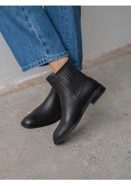 Evora Siyah Hakiki Deri Kadın Bot indirimleri