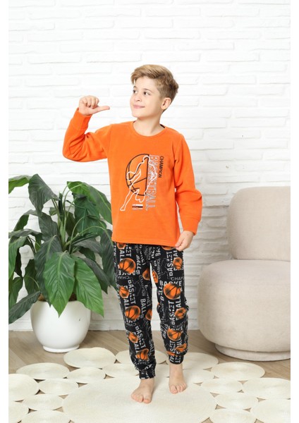 Yeni Stil Sonbahar/kış Erkek Çocuk Basketball Desenli Polar Pijama Takımı 4562 fiyatları