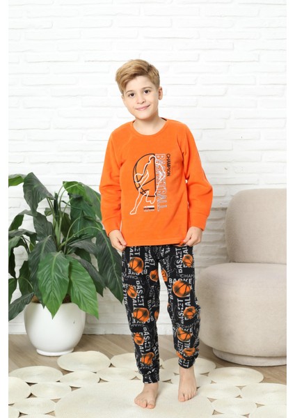 Yeni Stil Sonbahar/kış Erkek Çocuk Basketball Desenli Polar Pijama Takımı 4562 fırsatları
