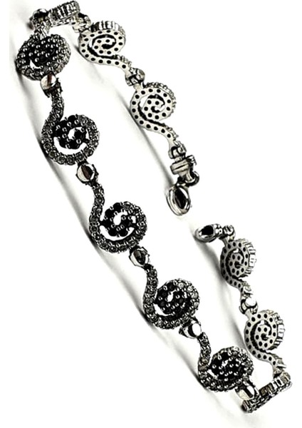 Oniks ve zirkon taş detaylı gümüş su yolu bileklik fiyatları