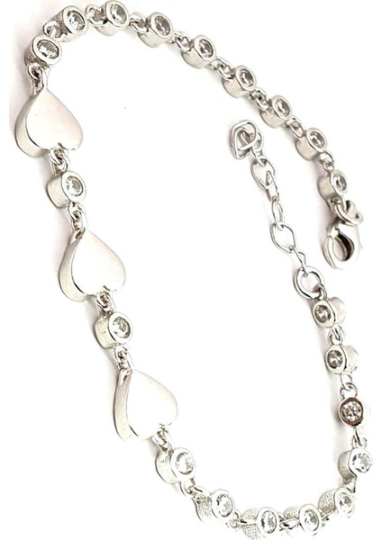 Kalp figürlü gümüş zirkon taşlı bileklik fiyatları