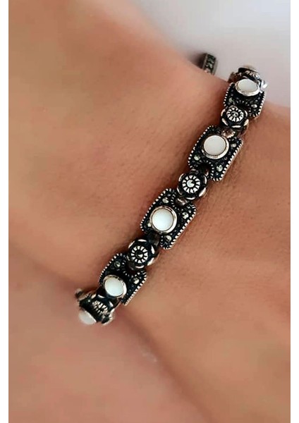 Sedef taşlı gümüş markazit bileklik fiyatları