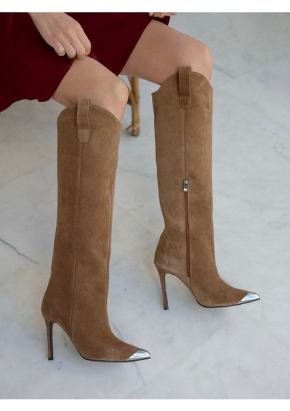 Fall Camel Süet Hakiki Deri Çizme