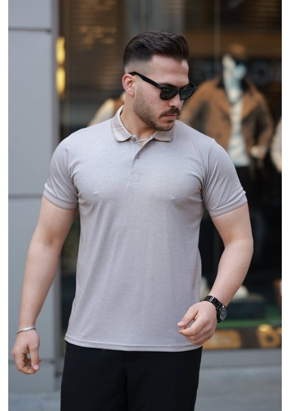 Erkek Yakalı Kagi Kumaş Kısa Kollu T-Shirt