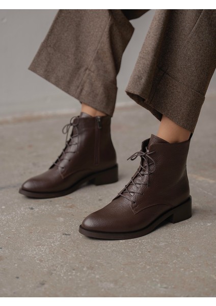 Moli Kahve Hakiki Deri Kadın Bot