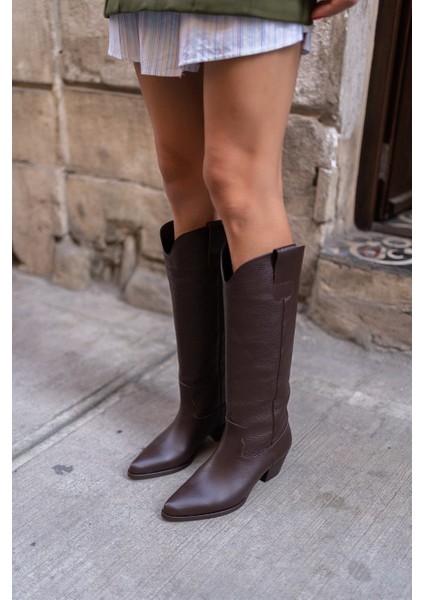 Marry Kahve Deri Çizme