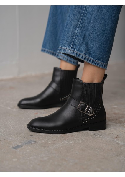 Novan Siyah Hakiki Deri Kadın Bot