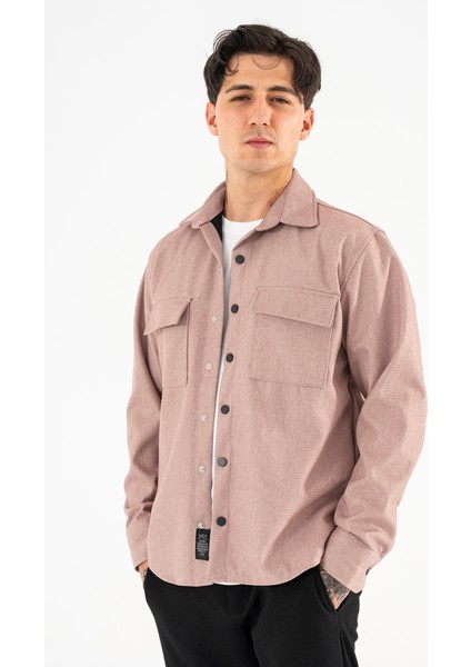 Erkek Vizon Oversize Gömlek Ceket Kapaklı Çift Cepli Çıtçıtlı modelleri